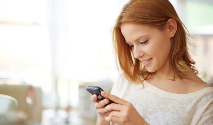 5G phone with girl using